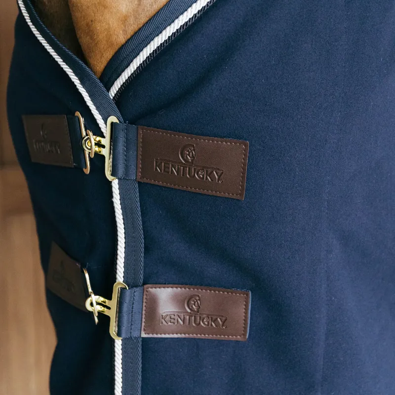 Kentucky Vegan Wool Fleece Cooler Rug - Navy-6