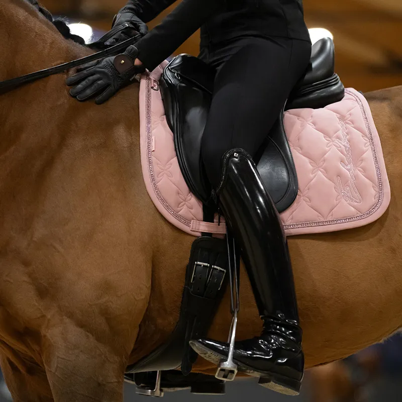 Eskadron Platinum Velours Crystal Dressage Saddlecloth - Soft Rouge-1