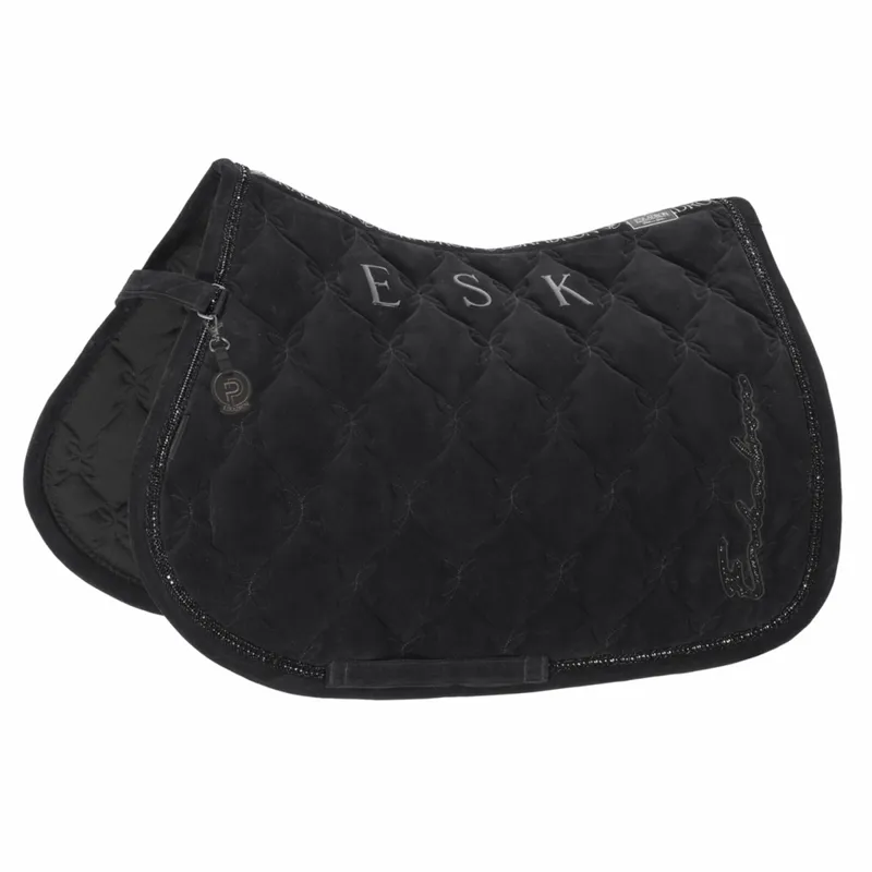 Eskadron Platinum Velours Crystal Saddlecloth - Black