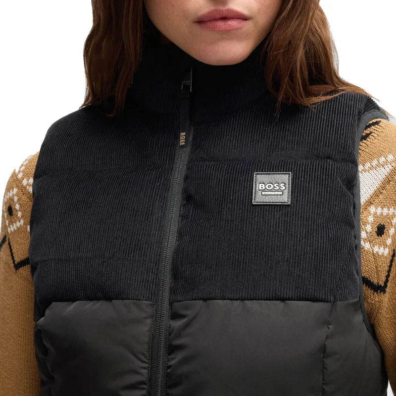 BOSS Equestrian Viola Cord Womens Puffer Vest Gilet - Black-4