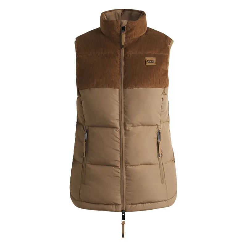 BOSS Equestrian Viola Cord Womens Puffer Vest Gilet - Camel-6