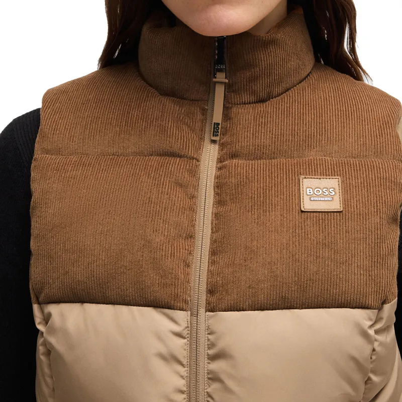 BOSS Equestrian Viola Cord Womens Puffer Vest Gilet - Camel-4