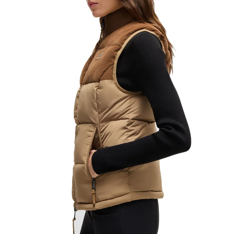 BOSS Equestrian Viola Cord Womens Puffer Vest Gilet - Camel-3