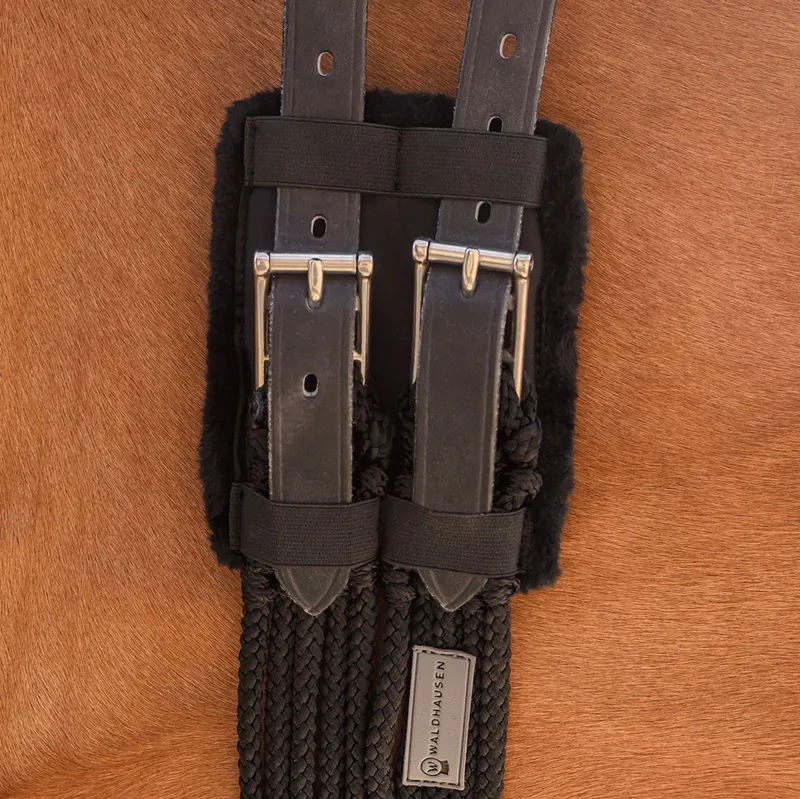 Waldhausen Girth Buckle Guard - Black Synthetic Fur-2