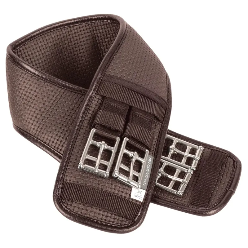 Hy Equestrian Waffle Dressage Girth with Elasticated Ends - Brown