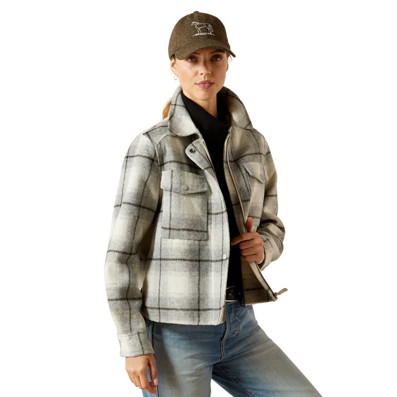 Ariat Warrington Womens Wool-Blend Jacket - Grey Plaid-3