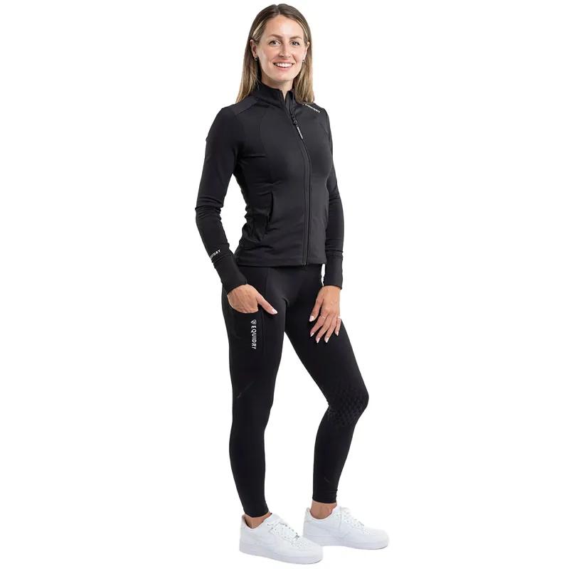 EQUIDRY Water Repellent Knee Grip Womens Riding Leggings - Black/White-8