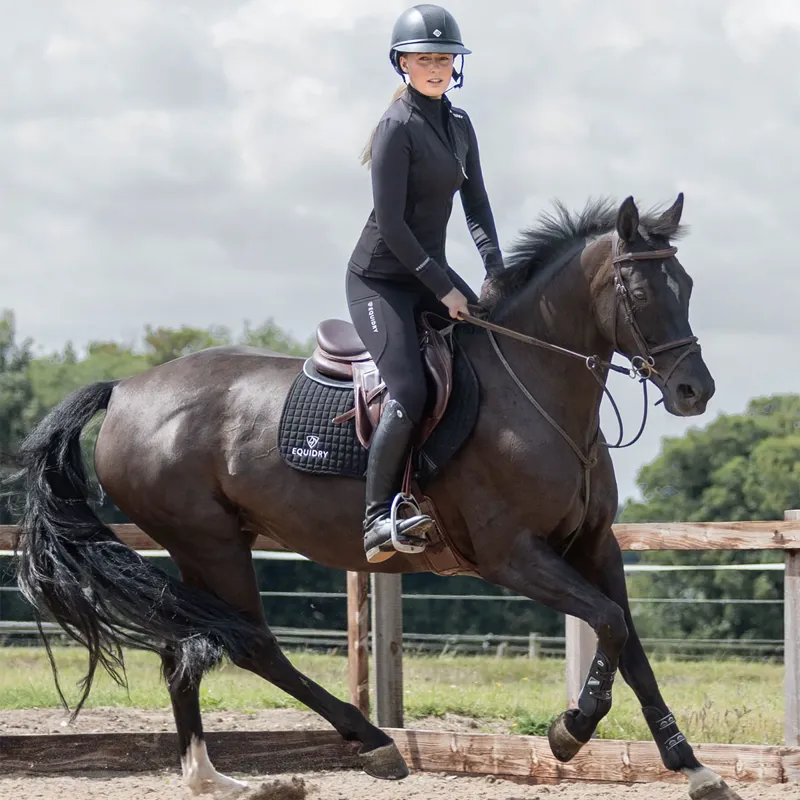 EQUIDRY Water Repellent Knee Grip Womens Riding Leggings - Black/White-6