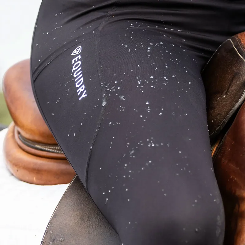 EQUIDRY Water Repellent Knee Grip Womens Riding Leggings - Black/White-4