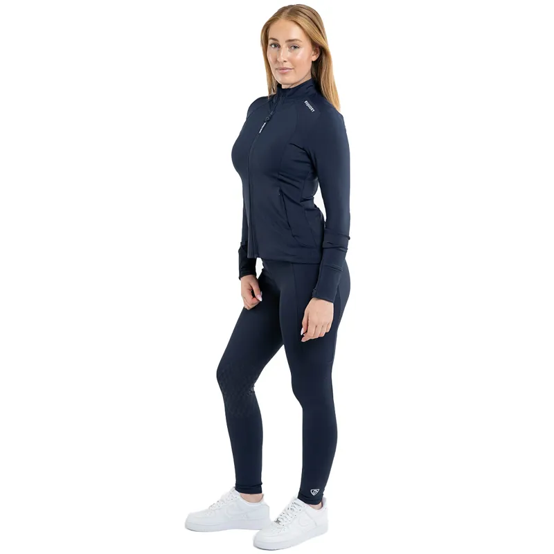 EQUIDRY Water Repellent Knee Grip Womens Riding Leggings - Navy/White-4