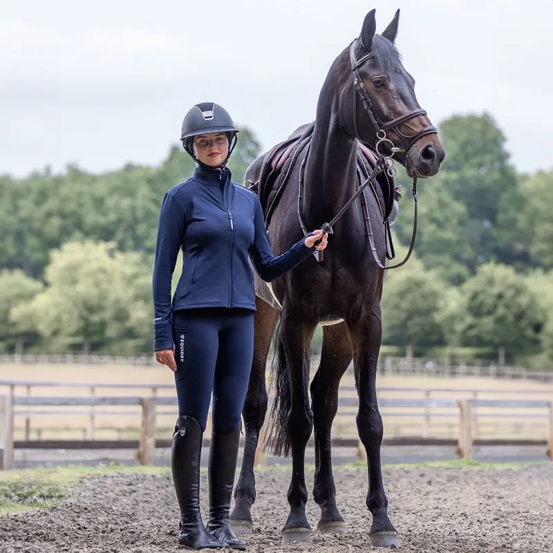EQUIDRY Water Repellent Knee Grip Womens Riding Leggings - Navy/White-1