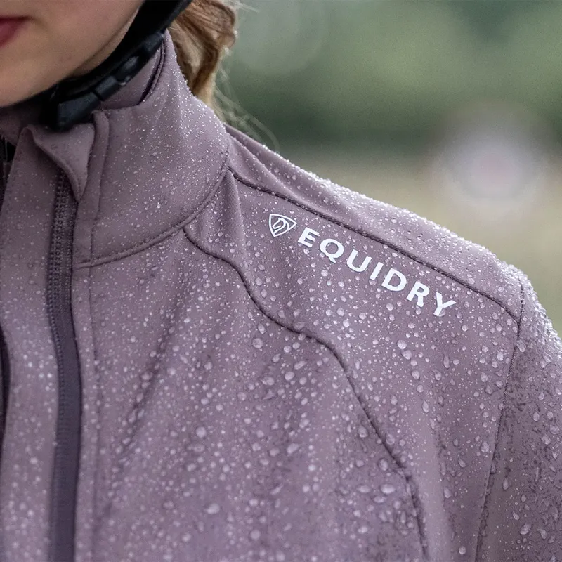 EQUIDRY Water Repellent Womens Zip Up Top - Mocha/White-2