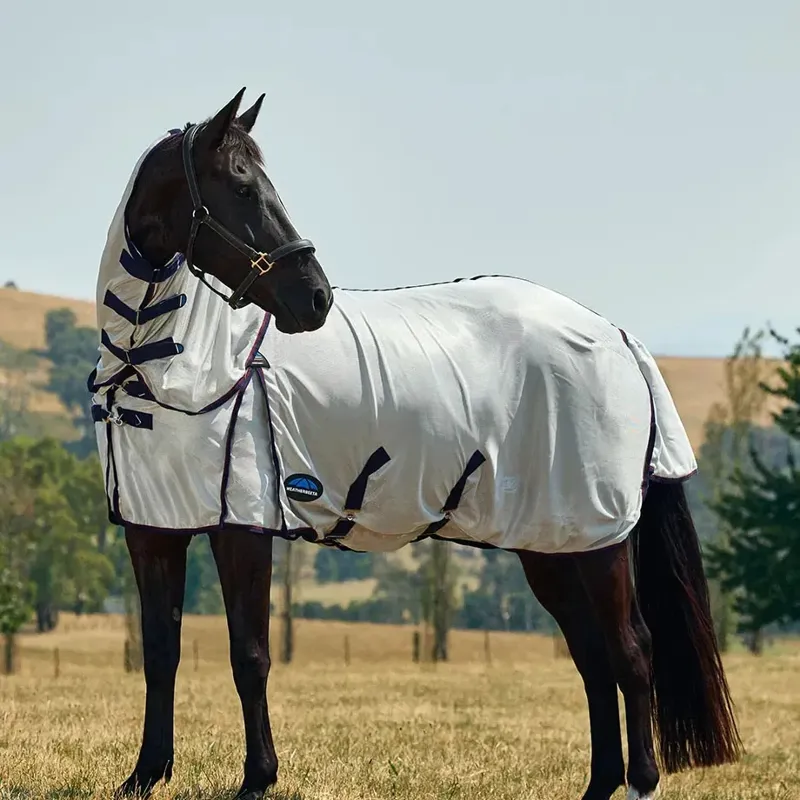 WeatherBeeta ComFiTec Airflow II DetachANeck Neck Fly Rug - Grey/Navy-2