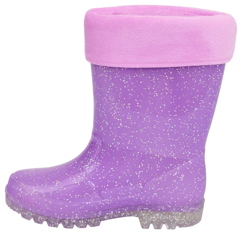 Equipage Light Glitter Junior Wellington Boots - Purple Haze-1