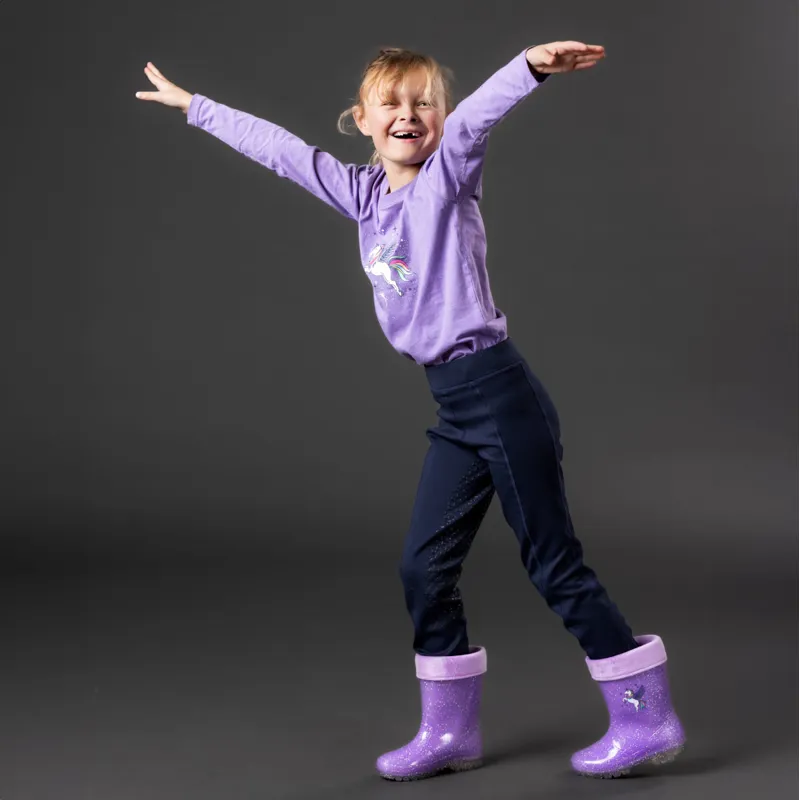 Equipage Light Glitter Junior Wellington Boots - Purple Haze-6