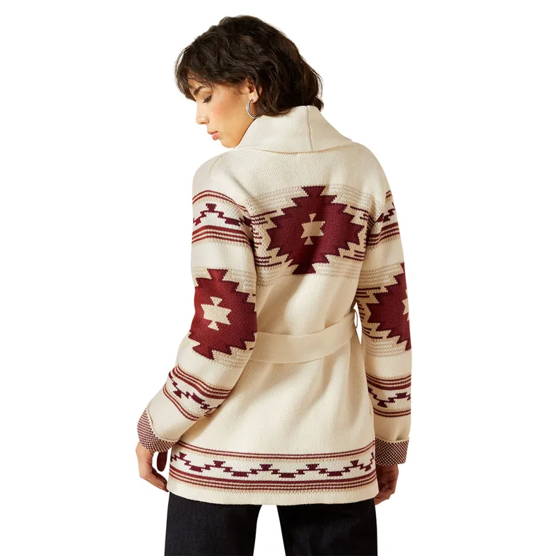 Ariat Westward Womens Wrap Sweater - Cream Southwest Print-1