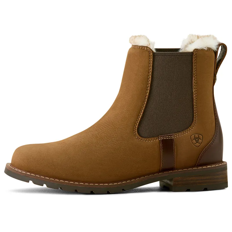Ariat Wexford Sherpa Womens Waterproof Chelsea Boots - Amber Brown-9