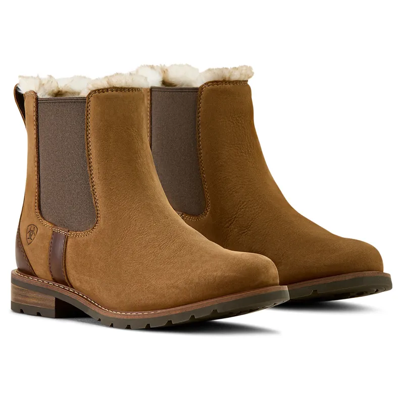 Ariat Wexford Sherpa Womens Waterproof Chelsea Boots - Amber Brown-8