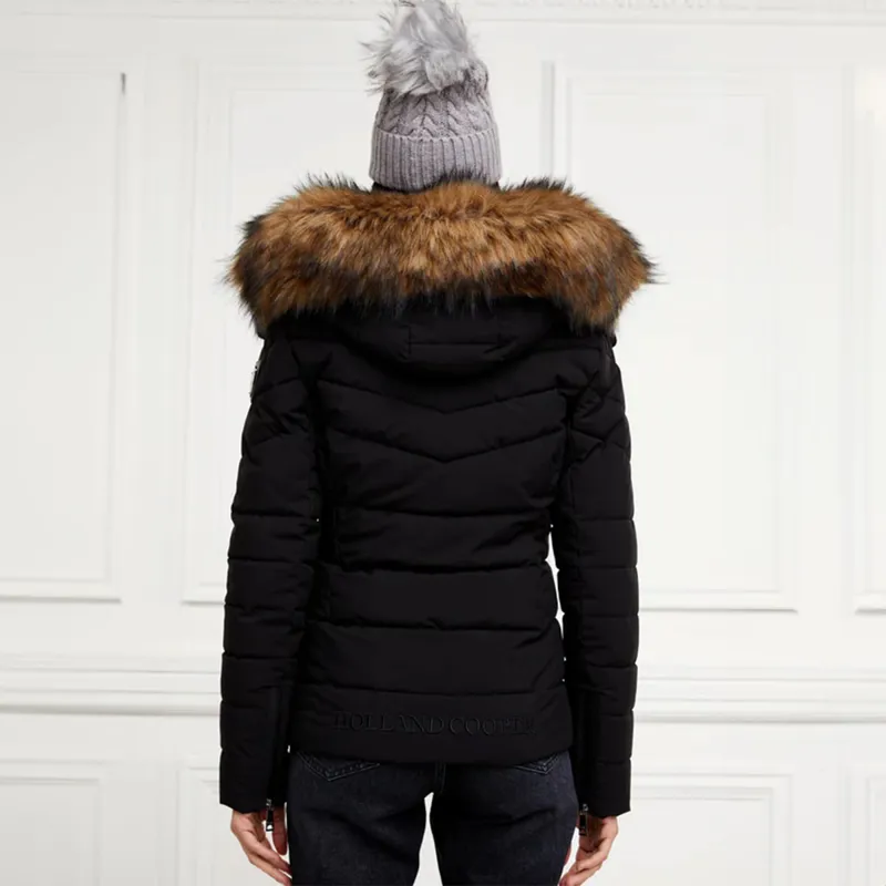 Holland Cooper Whistler Womens Puffer Jacket - Deep Black Natural-2