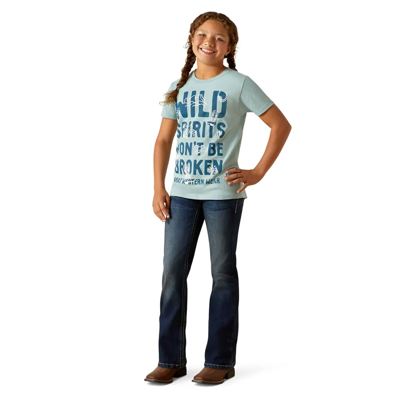Ariat Wild Spirits Junior Girls Short Sleeve Tee - Rivergreen-1