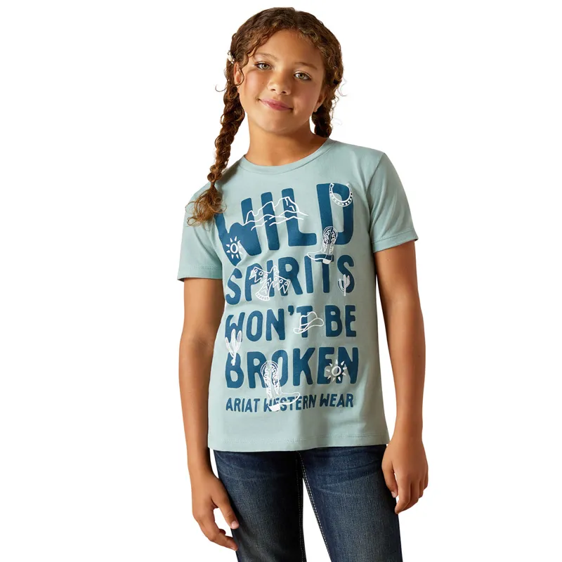 Ariat Wild Spirits Junior Girls Short Sleeve Tee - Rivergreen