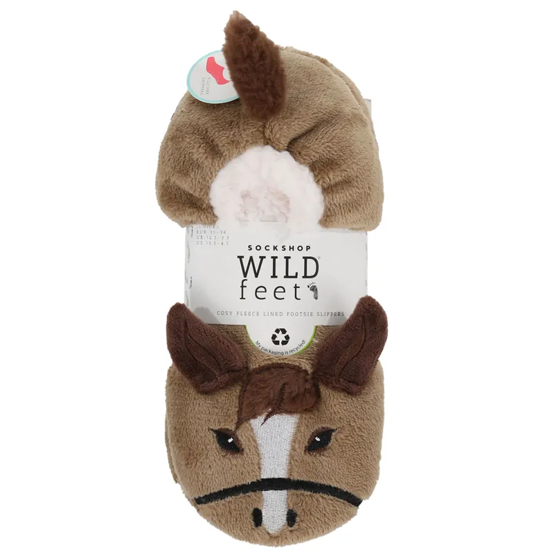 Sockshop Wild Feet Junior Footsie Slippers - Horse-2