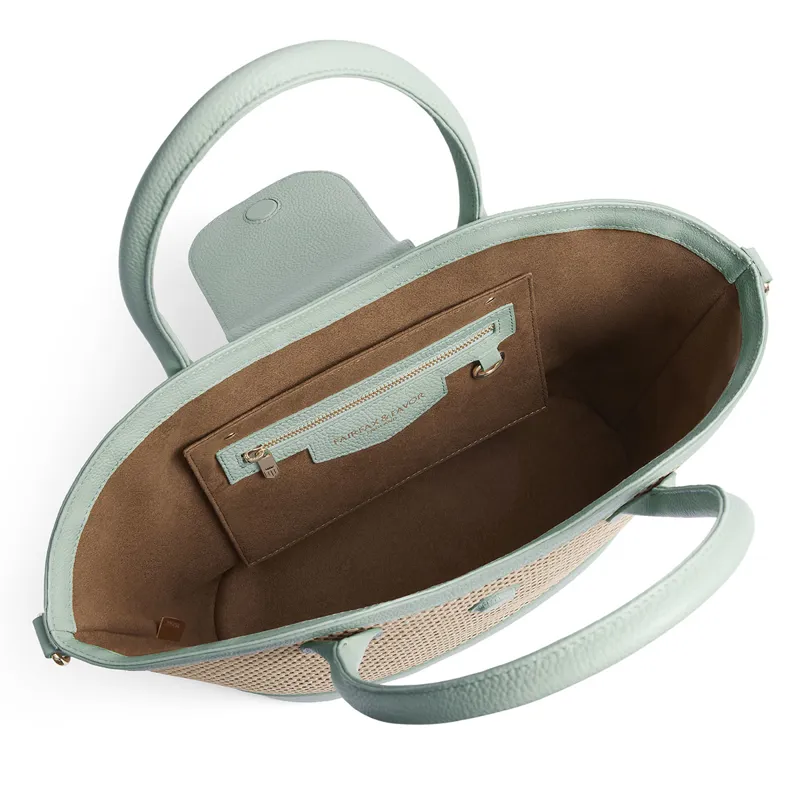 Fairfax and Favor Windsor Basket Bag - Mint Leather-3