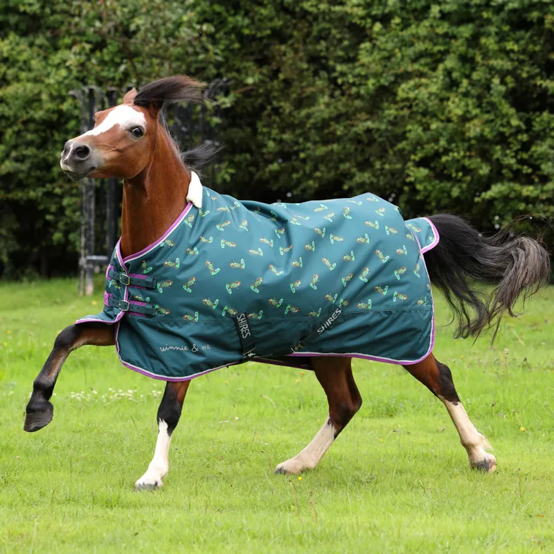 Winnie and Me 100g Turnout Rug - Green Print-7