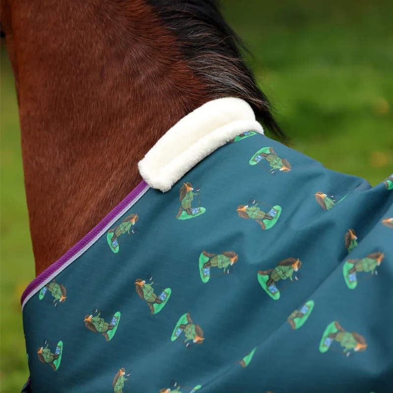 Winnie and Me 100g Turnout Rug - Green Print-6