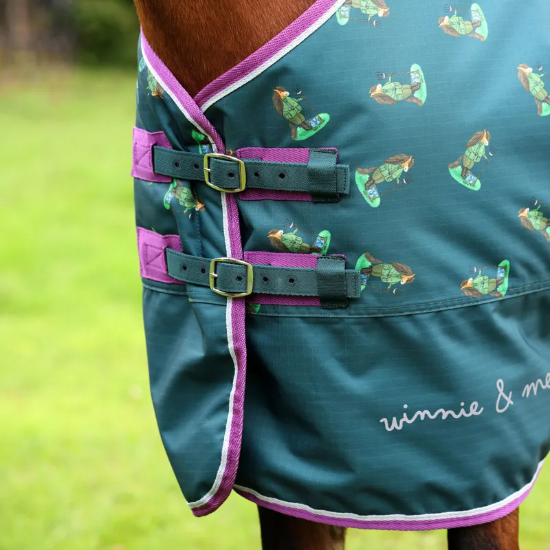 Winnie and Me 100g Turnout Rug - Green Print-5