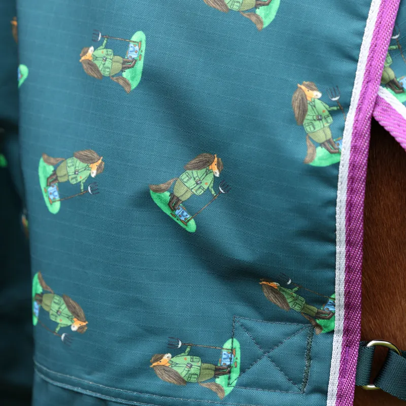 Winnie and Me 100g Turnout Rug - Green Print-3