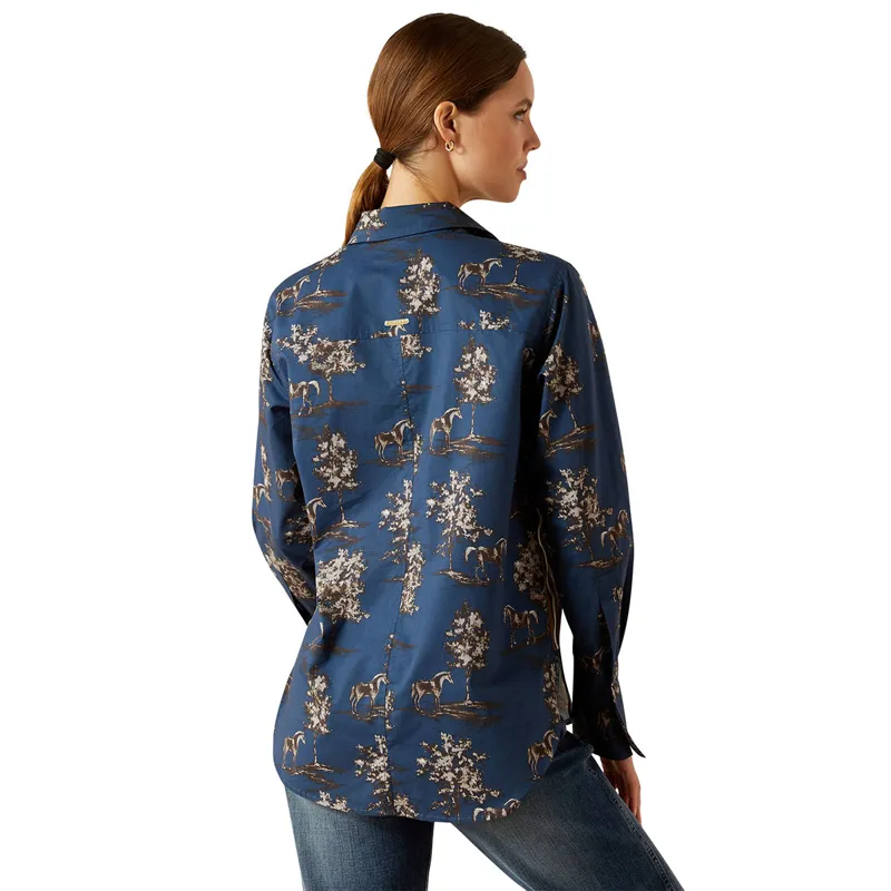 Ariat Country Wolseley Womens Blouse - Navy Toile-1