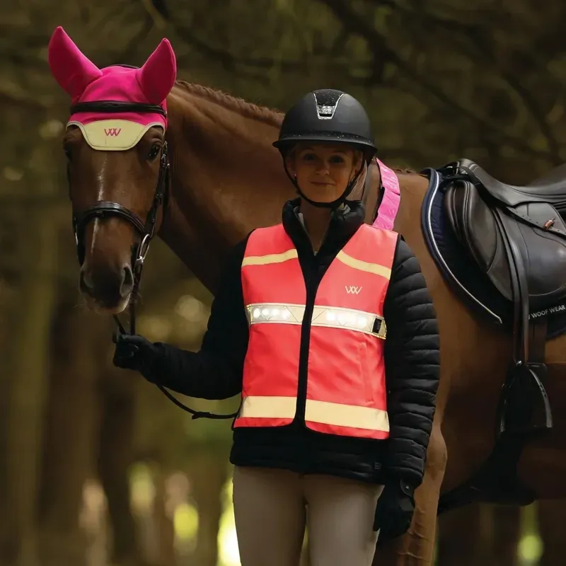 Woof Wear Adults LED HiViz Riding Vest - Pink-1