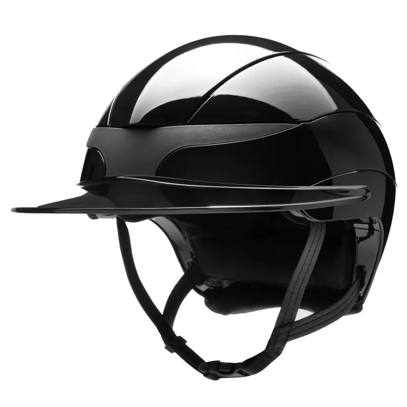 Equiline Xanto Sun Visor Wide Peak Riding Hat - Glossy Black