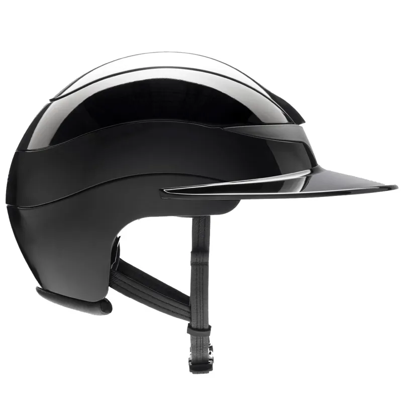Equiline Xanto Sun Visor Wide Peak Riding Hat - Glossy Black-2
