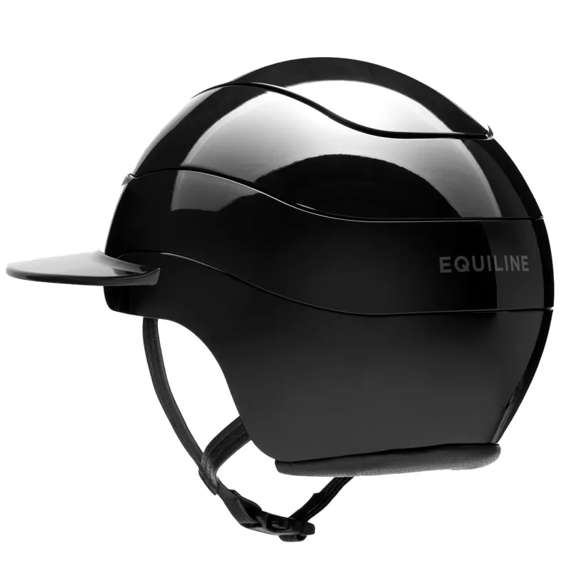 Equiline Xanto Sun Visor Wide Peak Riding Hat - Glossy Black-3