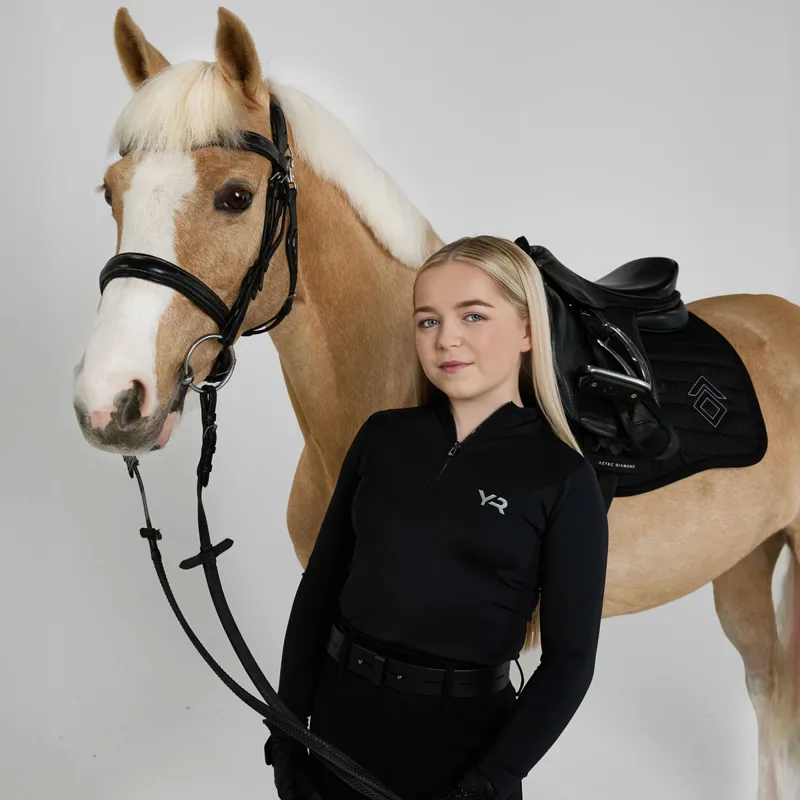 Aztec Diamond Young Rider Long Sleeve Junior Base Layer - Black-8