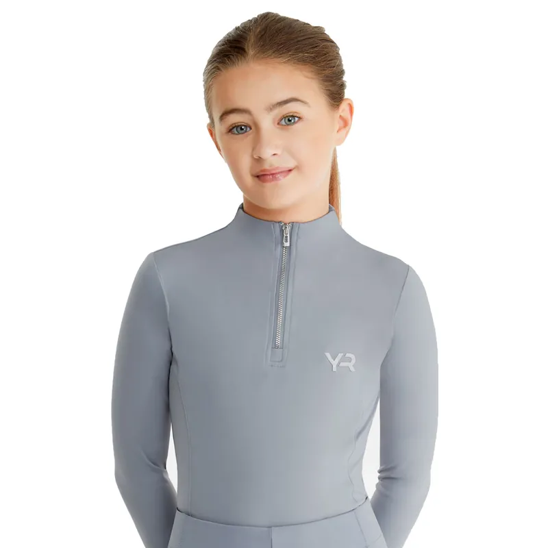 Aztec Diamond Young Rider Long Sleeve Junior Base Layer - Ash Blue-2