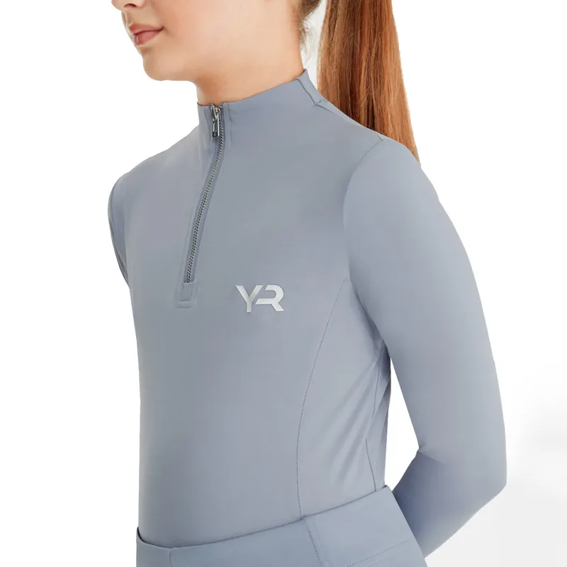 Aztec Diamond Young Rider Long Sleeve Junior Base Layer - Ash Blue-1