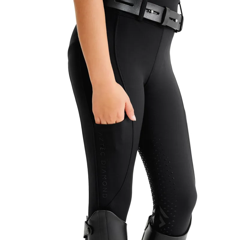 Aztec Diamond Young Rider Compression Full Grip Pull On Breeches - Black-1