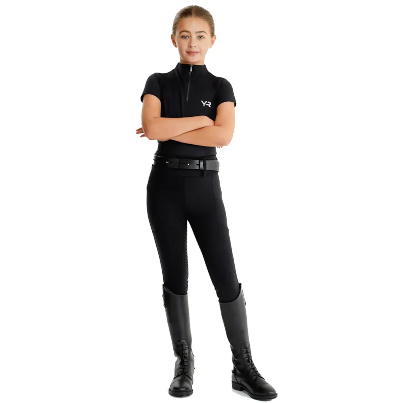 Aztec Diamond Young Rider Compression Full Grip Pull On Breeches - Black-4