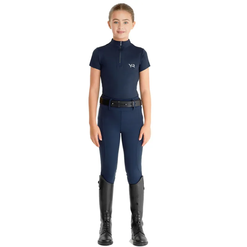Aztec Diamond Young Rider Compression Full Grip Pull On Breeches - Navy-5
