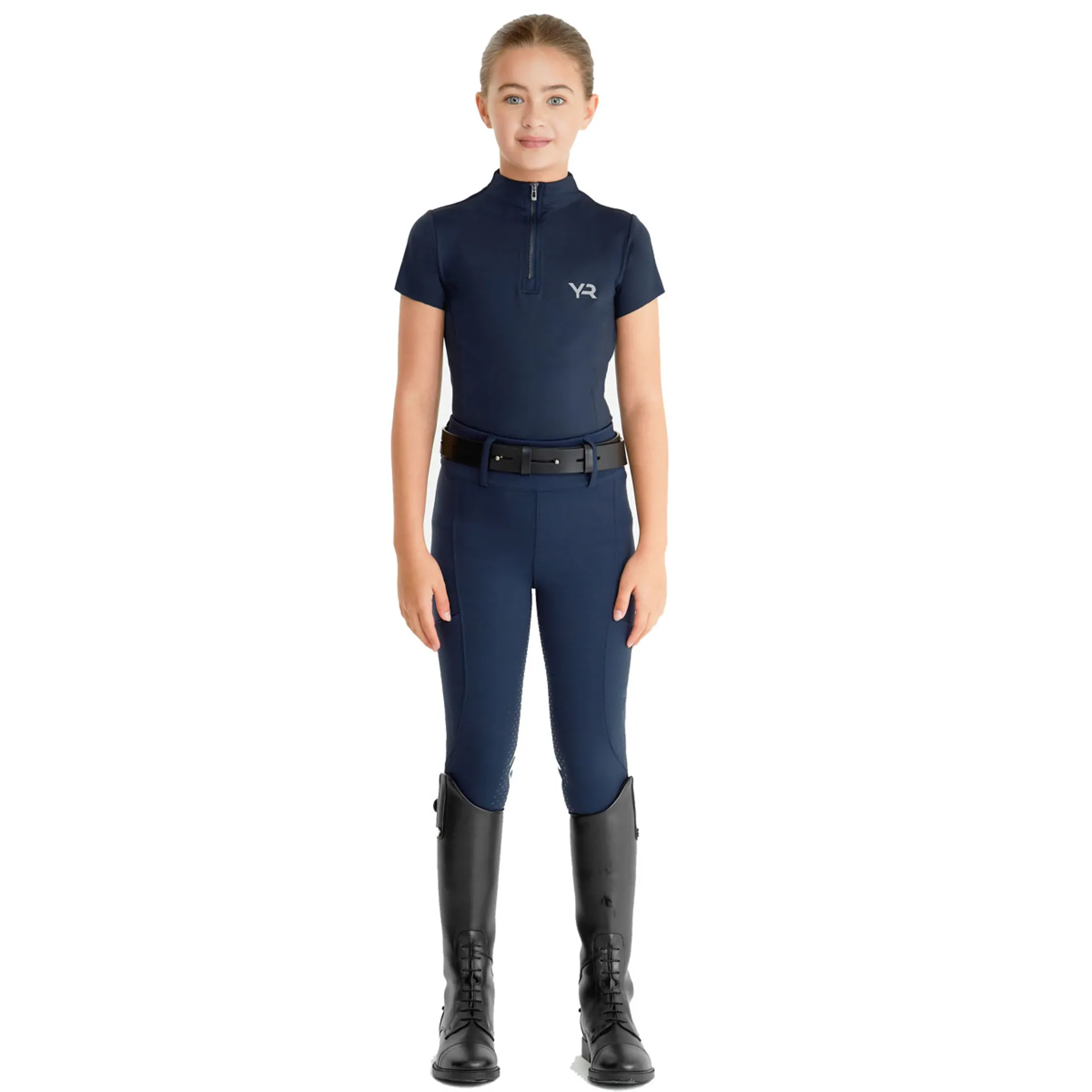 Aztec Diamond Young Rider Compression Full Grip Breeches - Navy
