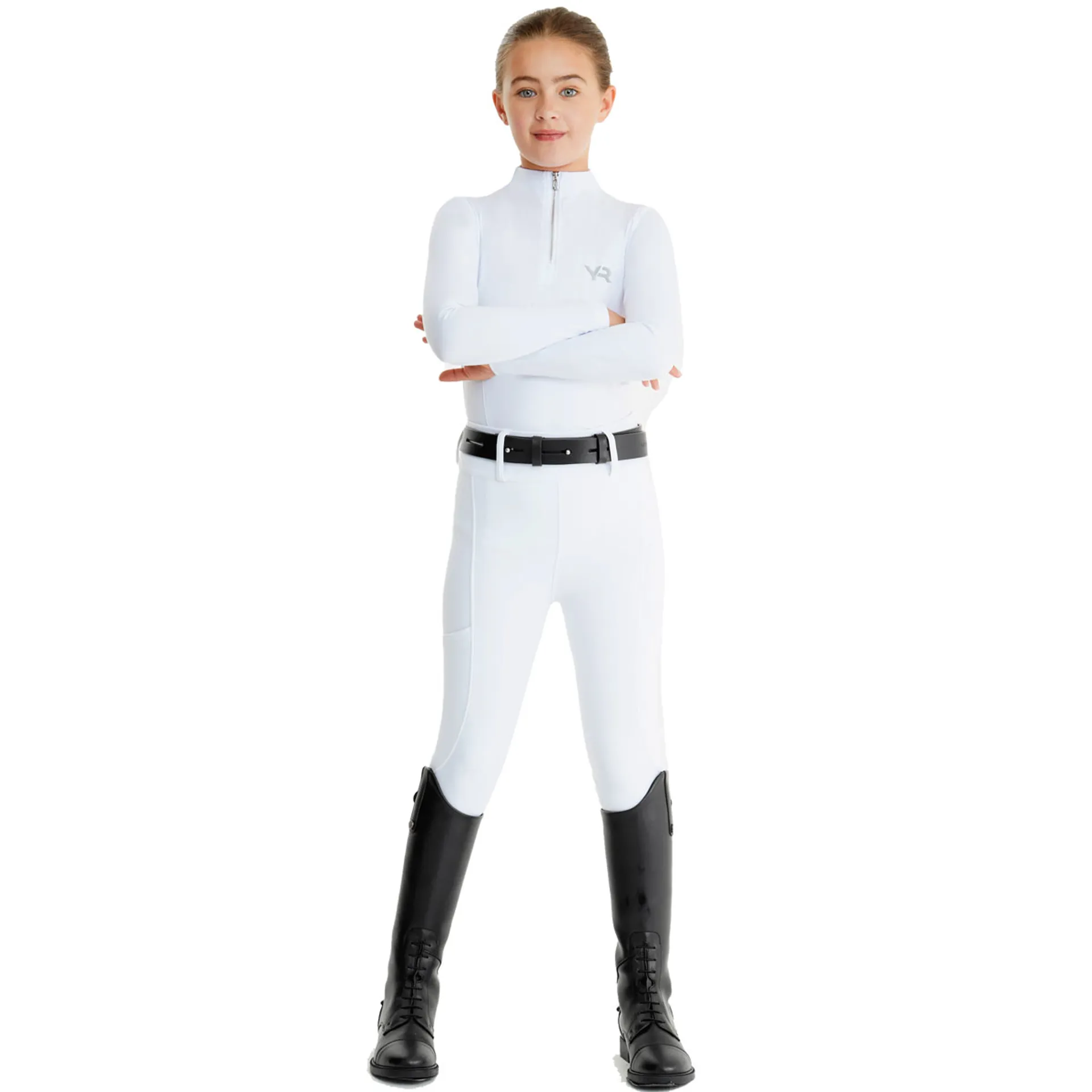 Aztec Diamond Young Rider Compression Full Grip Breeches - White