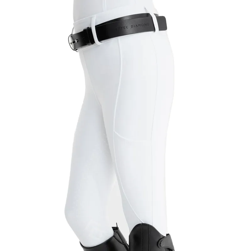 Aztec Diamond Young Rider Compression Full Grip Breeches - White