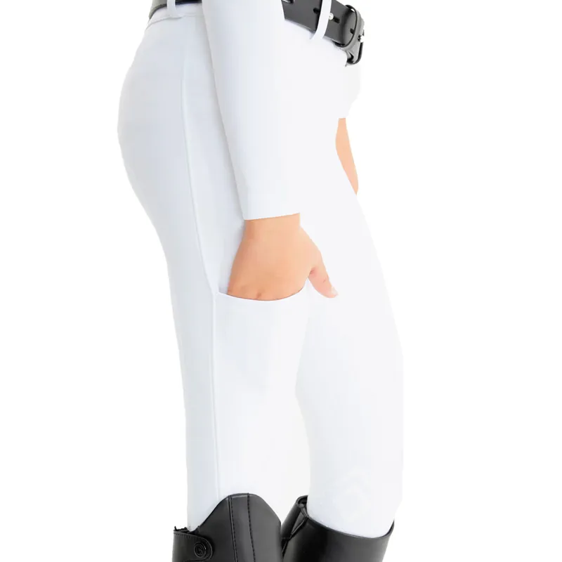 Aztec Diamond Young Rider Compression Full Grip Breeches - White-3
