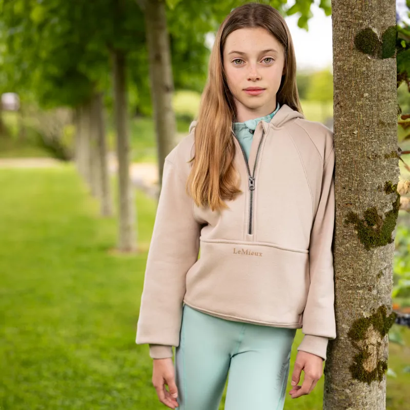 LeMieux Young Rider Harriet Pop Over Junior Hoodie - Almond-2