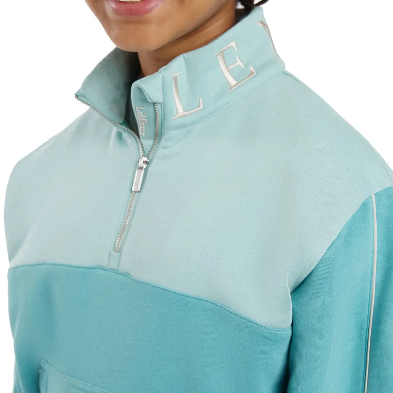 LeMieux Young Rider Kate Junior Quarter Zip Sweater - Lagoon-1