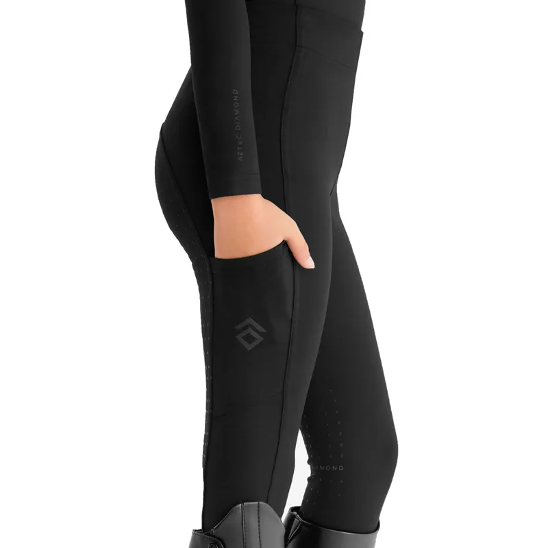 Aztec Diamond Young Rider Full Grip Junior Riding Leggings - Black-1