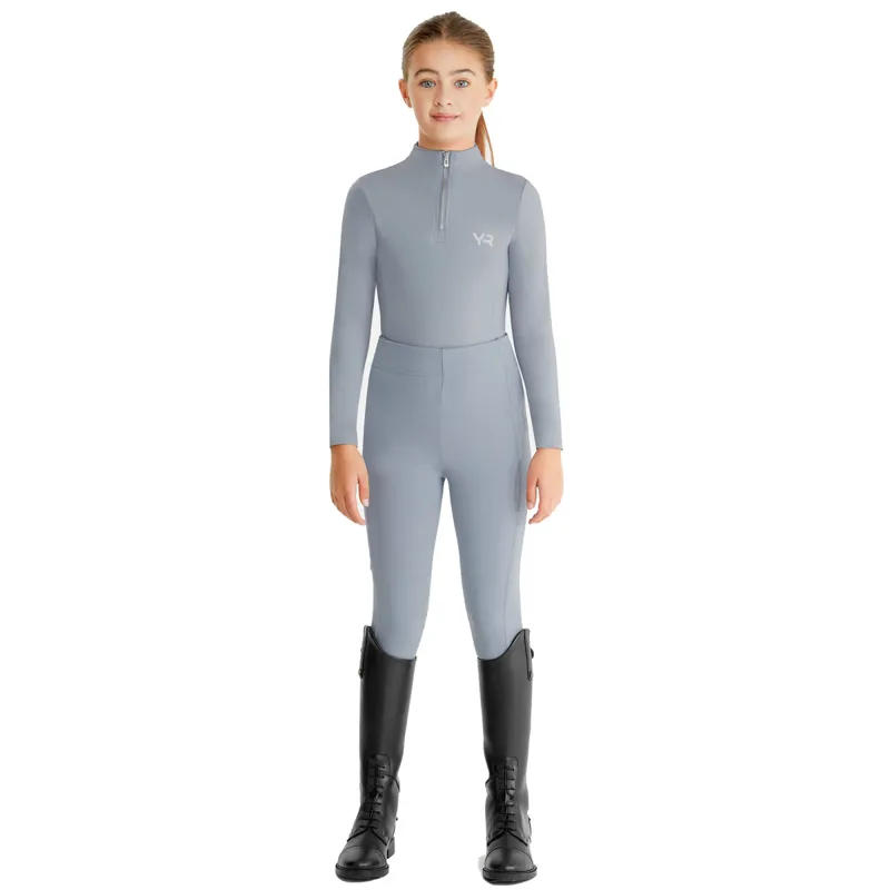 Aztec Diamond Young Rider Full Grip Junior Riding Leggings - Ash Blue-1